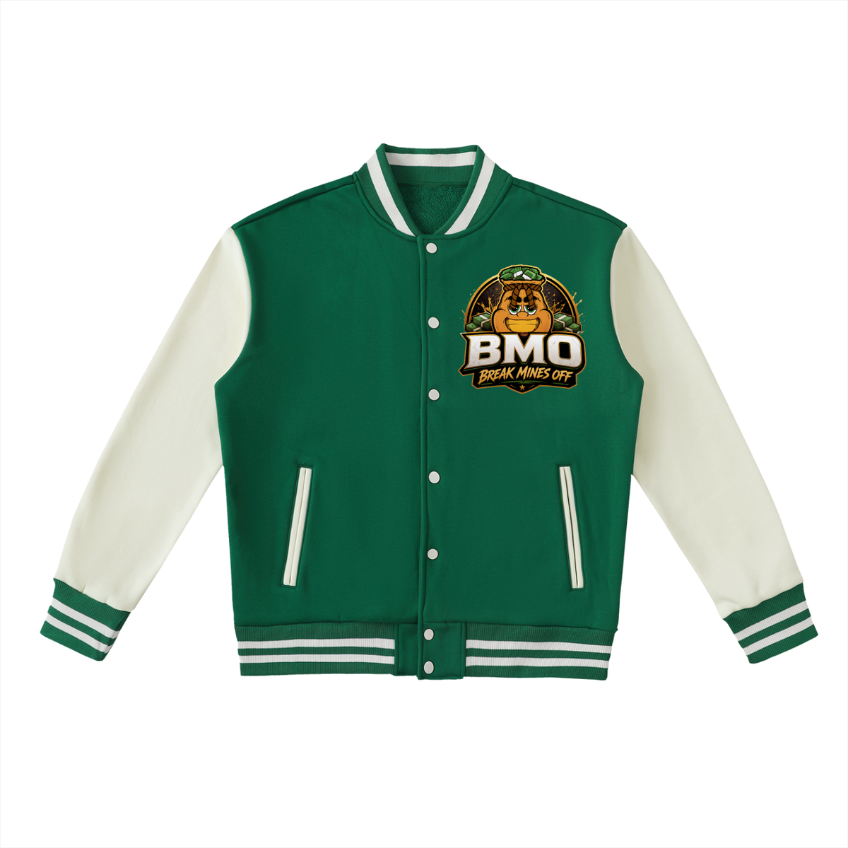 Two-Tone Fleeced Varsity Jacket bmo