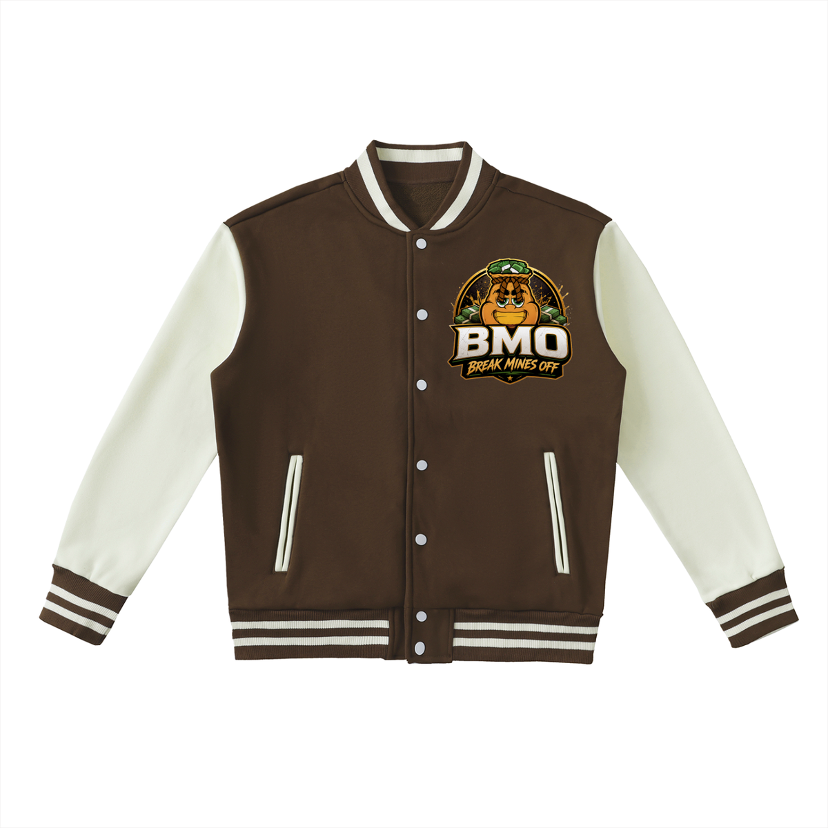 Two-Tone Fleeced Varsity Jacket bmo