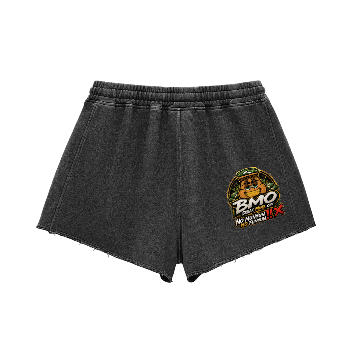 Snow Washed Raw Edge Drawstring Shorts