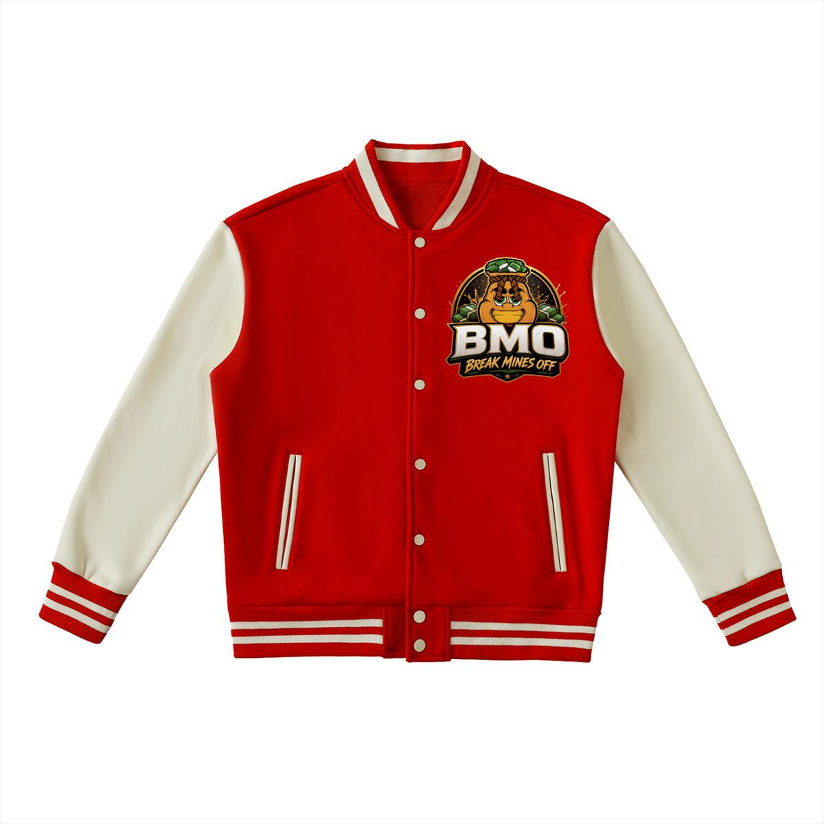 Two-Tone Fleeced Varsity Jacket bmo