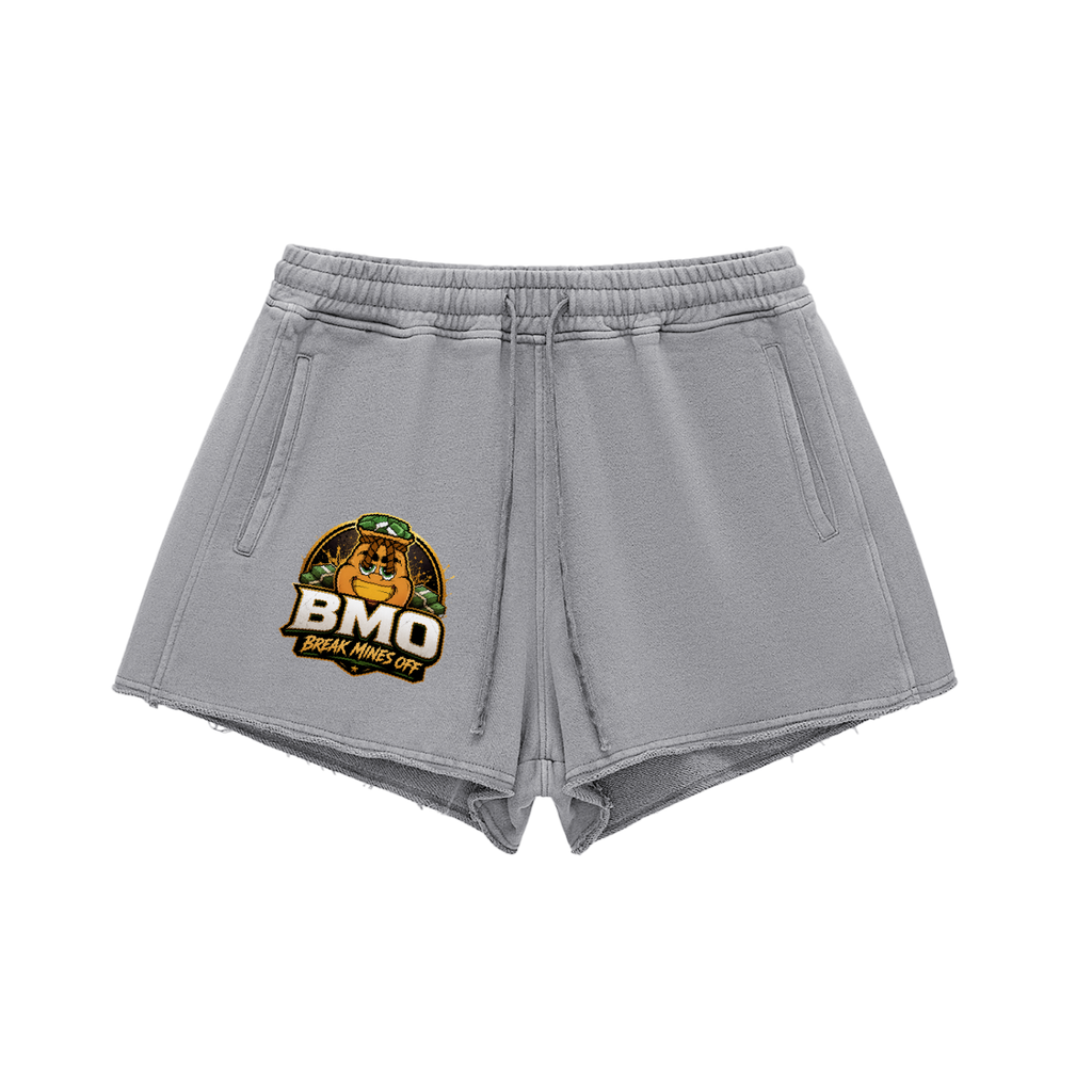 Snow Washed Raw Edge Drawstring Shorts