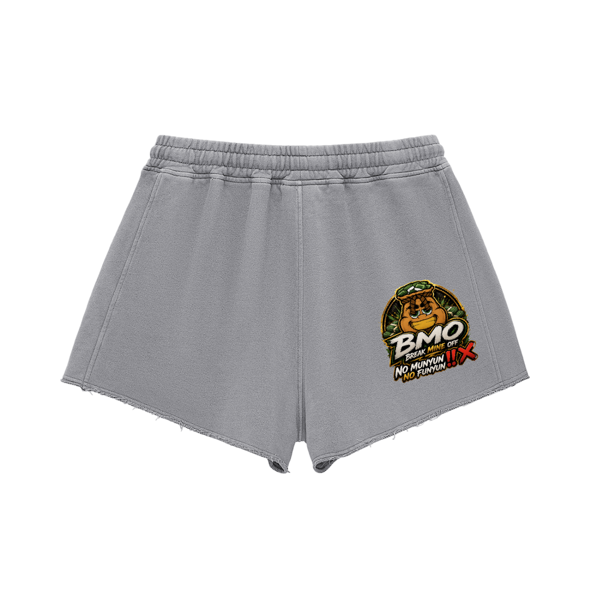 Snow Washed Raw Edge Drawstring Shorts
